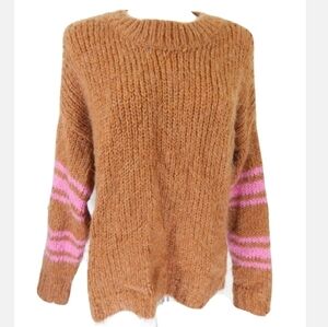 Aerie Fuzzy Feels Striped Crewneck Sweater